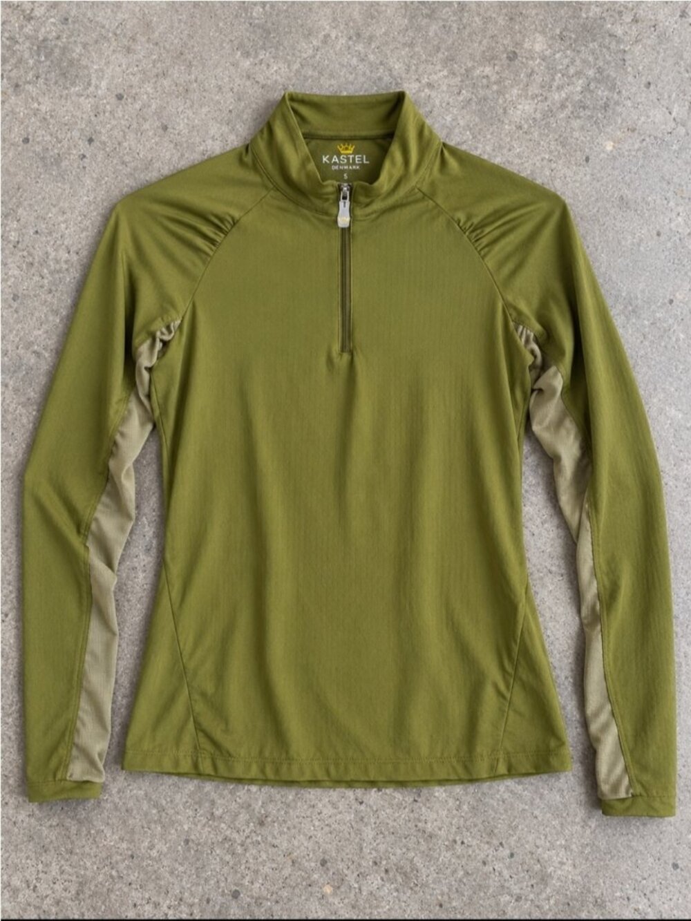 Kastel Denmark Equestrian 1/4 Zip Riding Shirt Woman Small Olive Green Mesh